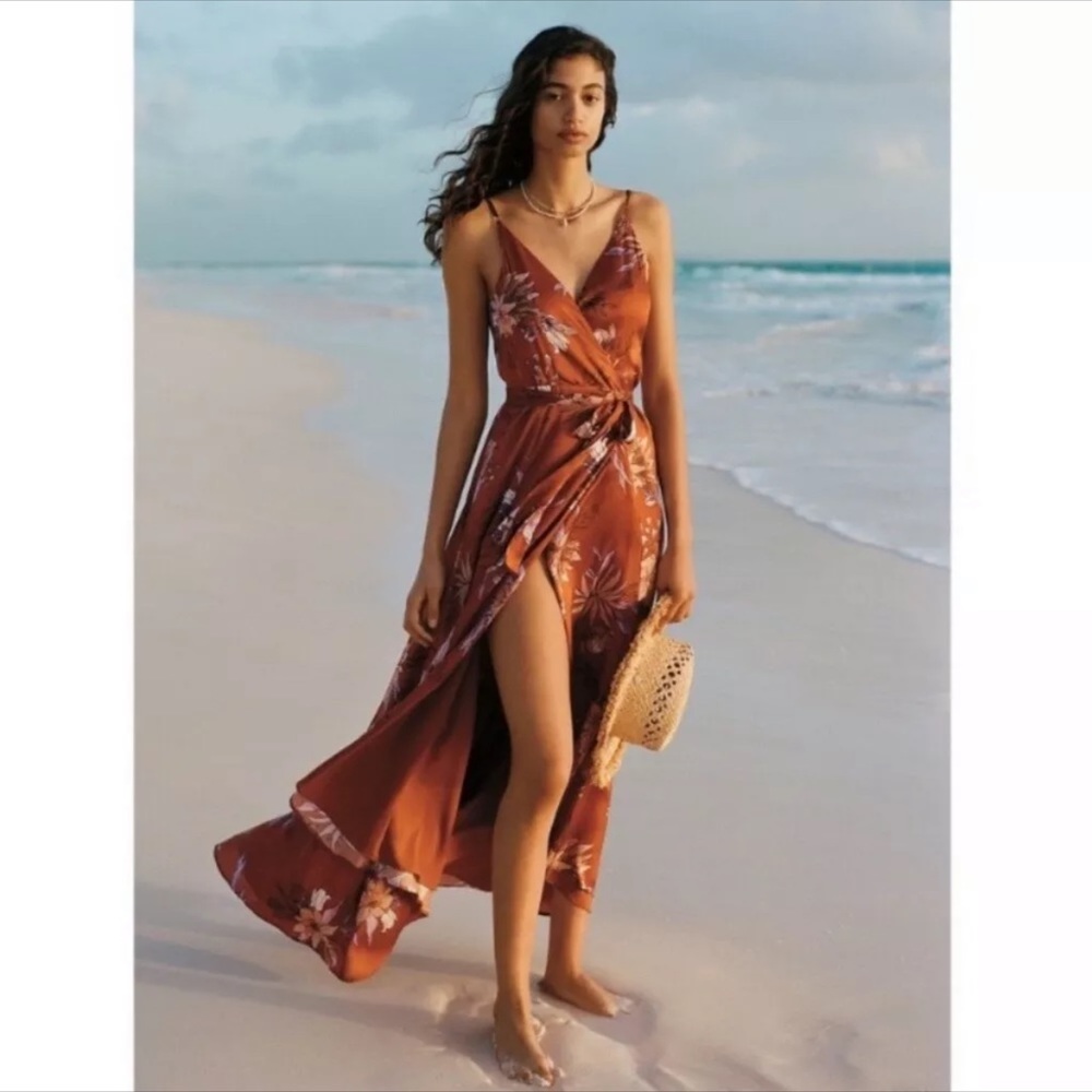 NWT Anthropologie hutch Palmetto Wrap Maxi Dress Z137-1